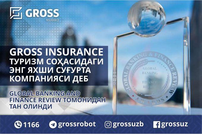 Global Banking & Finance Review nashri Gross Insurance kompaniyasini O‘zbekistonda turizm sohasidagi eng yaxshi sug‘urta kompaniyasi sifatida e’tirof etdi